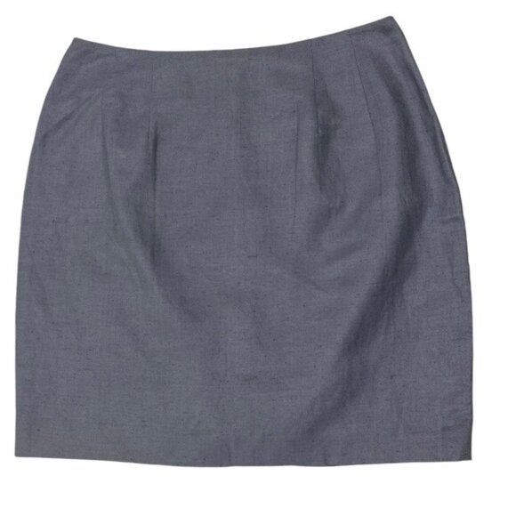 Hugo Buscati Collection Silk and Linen Blend Skirt Fully Lined Gray Blue Size 10 - Picture 1 of 14